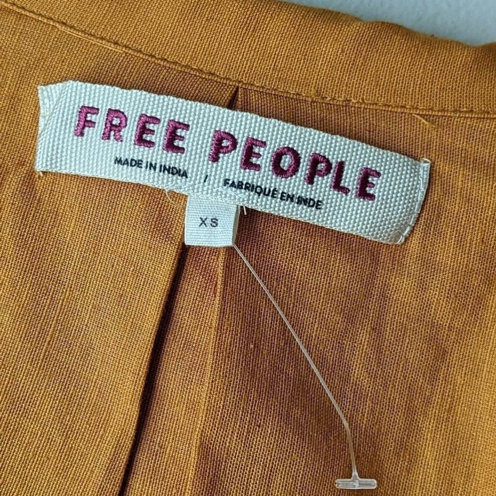 Free People Eyelet Linen Susanna Autumn Marigold Duster Jacket XS NWOT - Picture 8 of 15